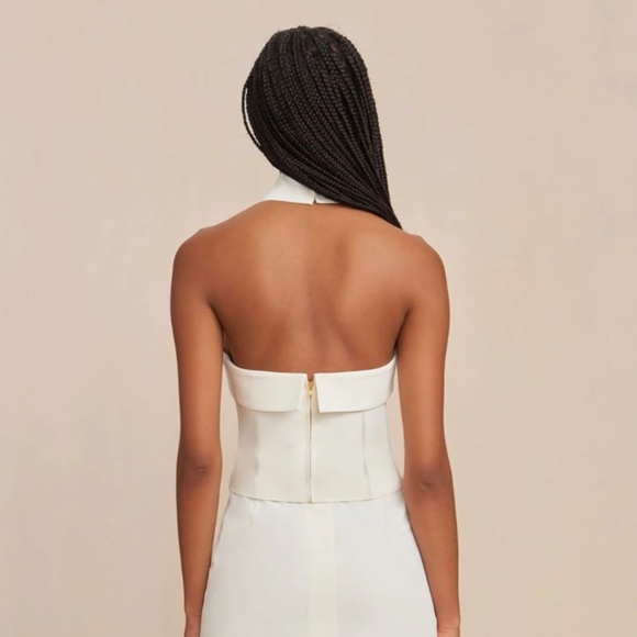 Cult Gaia Structured Twill Danil Top Off-White Top With Back Center Zipper Sz L - Picture 2 of 8